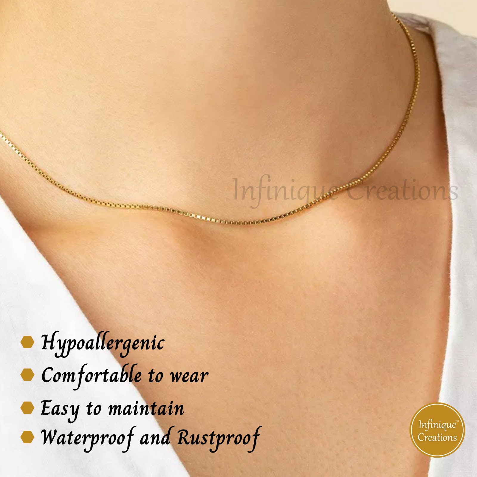 Stainless Steel Box Chain 18K Gold Plated 7-38″ Men Women Necklace 1mm-4mm