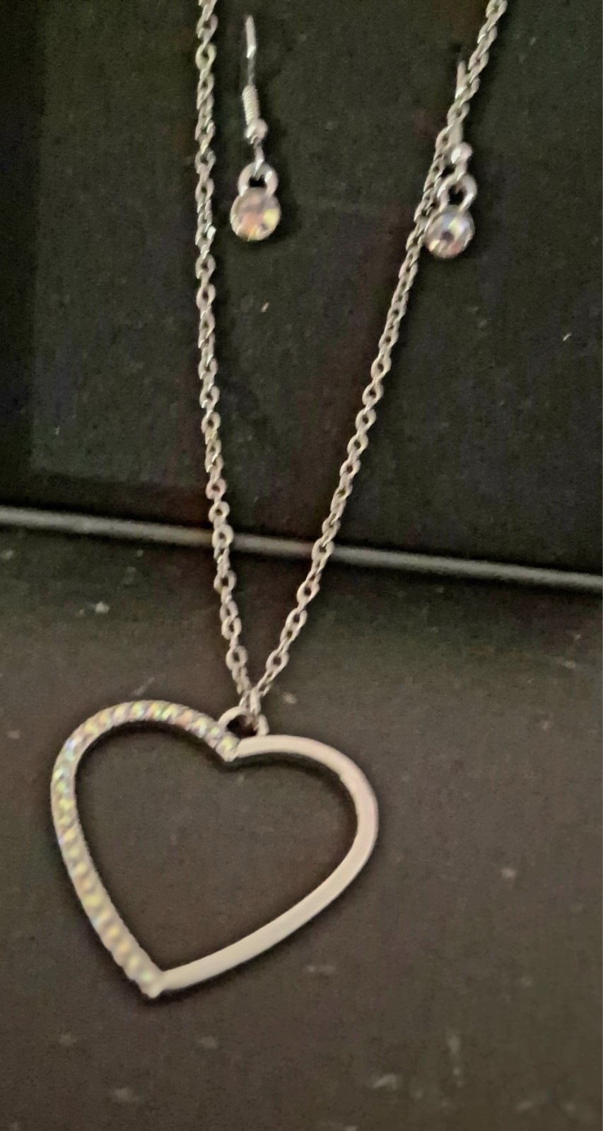 Silver Tone Open Heart Pendant Necklace Cable Chain Lobster Clasp Love