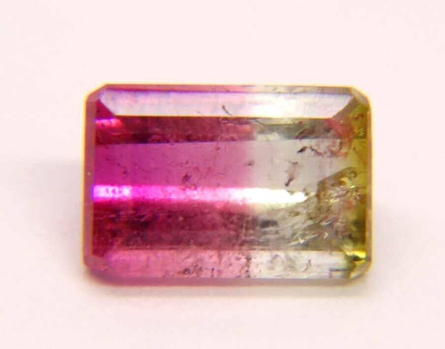 IP-13 Natural Watermelon bicolor Tourmaline 1.30ct 7.5x5x4mm emerald cut