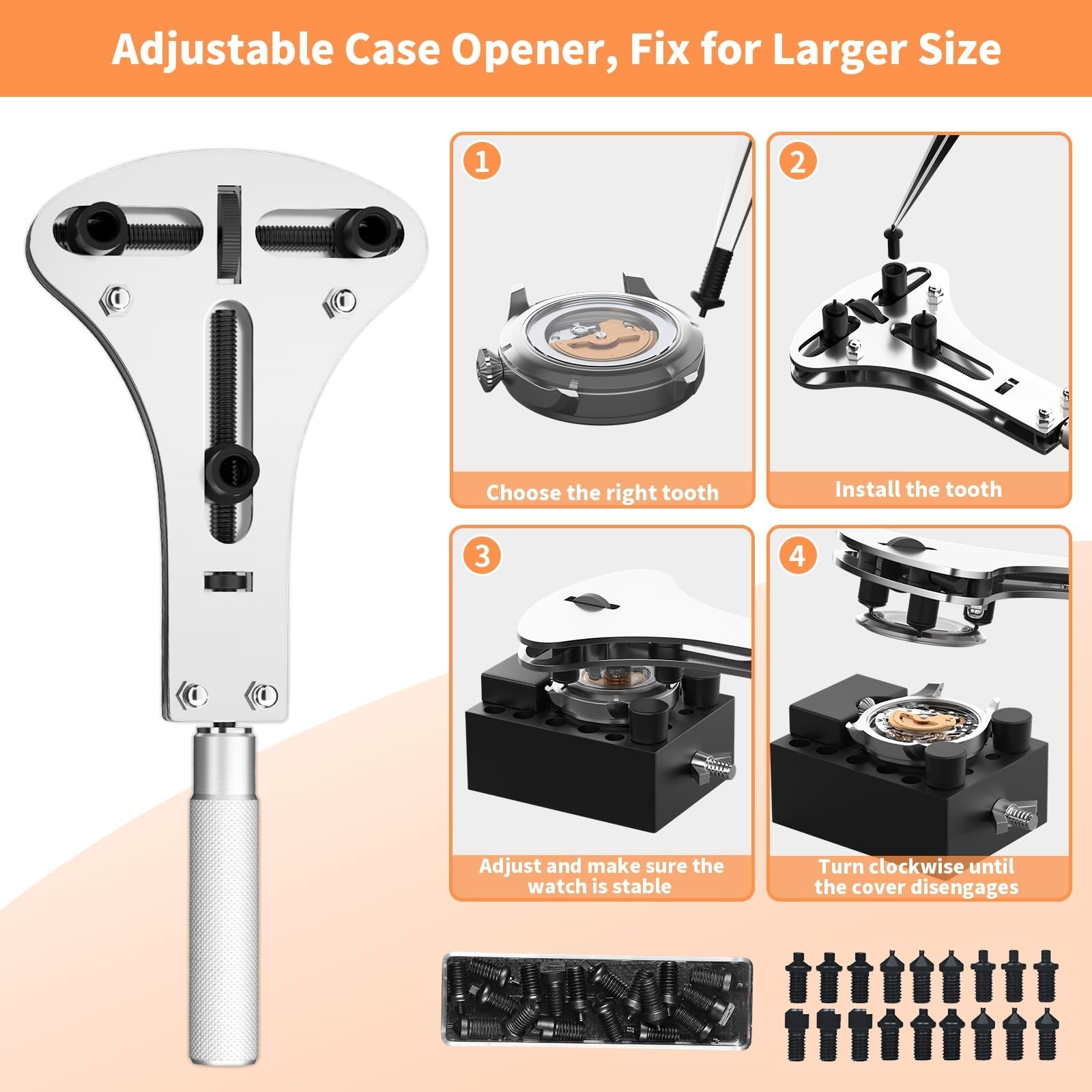 Watch Link Removal Kit & Repair Tools Set, Case Opener, Battery Replacement, Car