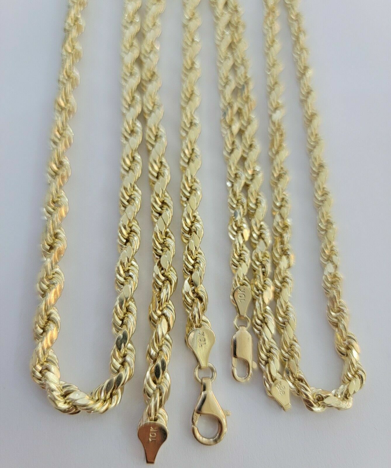 10k Yellow Gold Rope Chain Necklace 18″-30″ Men Women 4mm-10mm Real Gold Sale