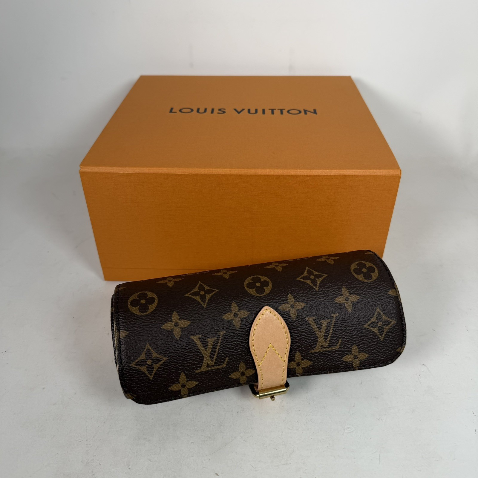 Louis Vuitton Monogram Leather Watch Case Brown Beige M47530 1-3 Watches