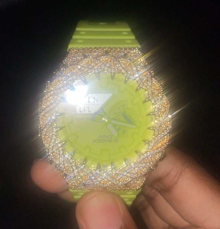 Casio G-SHOCK Green Analog-Digital Quartz 200m 45mm Resin Iced Bezel