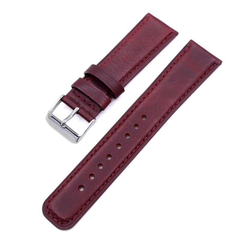 Leather Watch Band Vintage Discoloured Oil Waxed Quick Release Strap 20mm 22mm