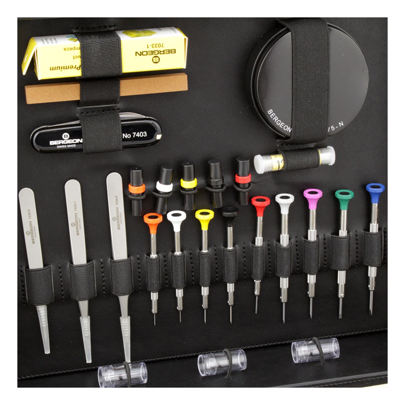 Bergeon 7817 Watch Service Tool Kit – 43 Pieces, Leatherette Case, Watch Repair