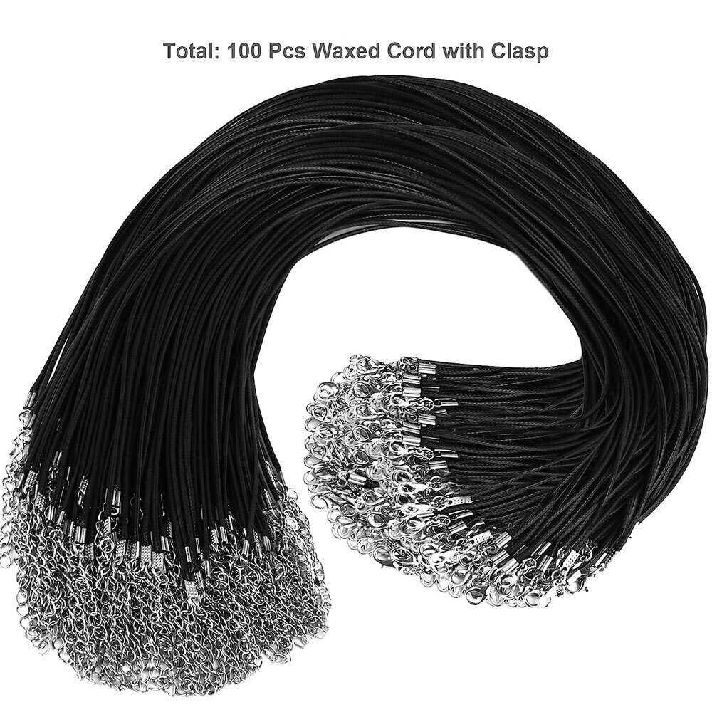 100x Leather Braided Waxed Cord Necklace Chain Rope Jewelry Bracelet Making 18″