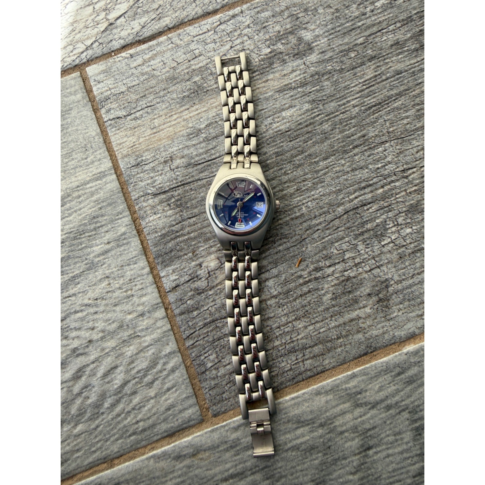 BUM Equipment Watch Blue Dial Date 377 BUE 3310 Y2K 80s Two Tone Vintage 90s