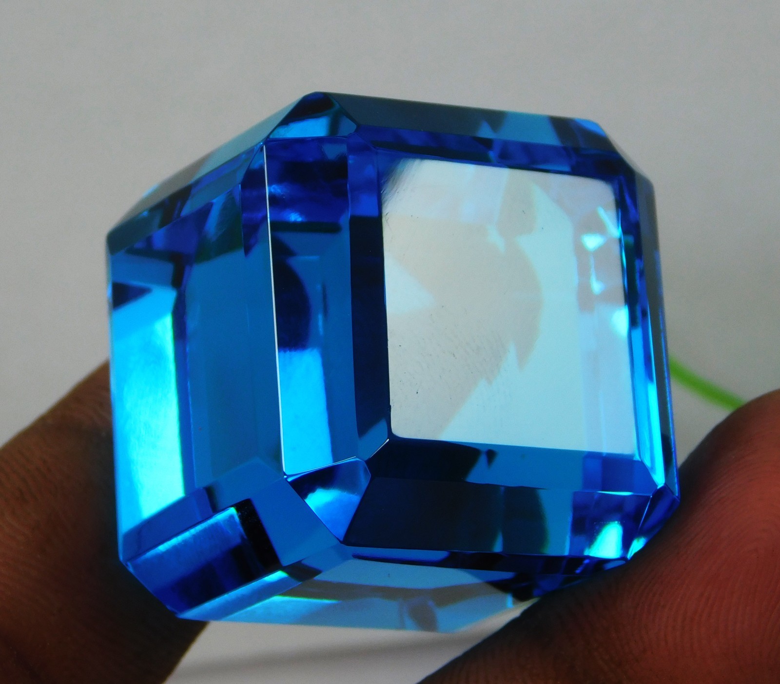 HUGE Natural 300.10 Ct Cube Cut Sky Blue Topaz Certified Loose Gemstone