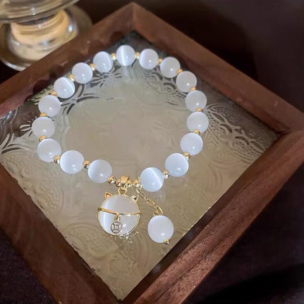 5/10/15/20Pcs Lucky Moonstone Beads Cat Bracelet Women Jewelry Gift US
