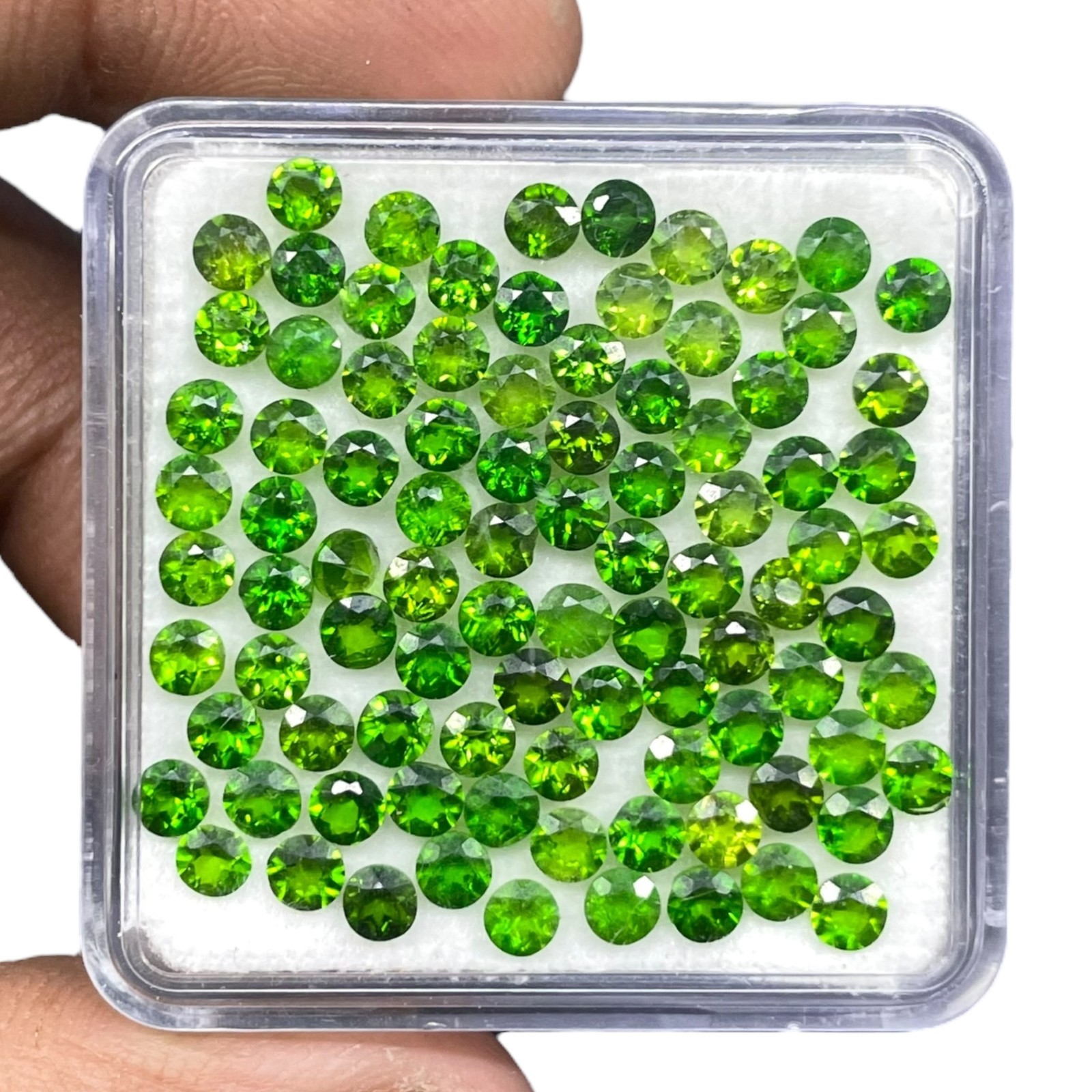 50 Pcs Natural Chrome Diopside 3mm Round Cut Vivid Green Loose Gemstones Lot