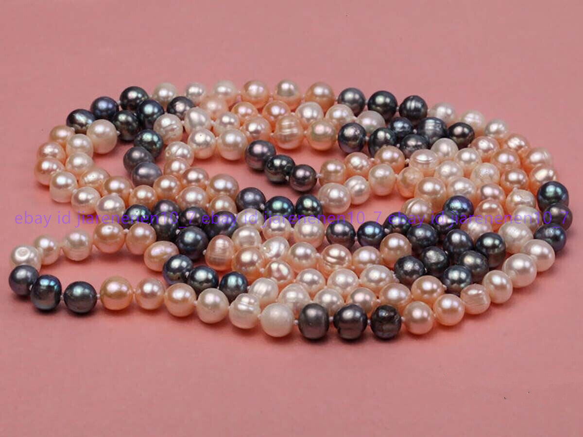 Fashion 7-8mm Multi-Color Natural Freshwater Pearl Long Necklace 36-100 inches