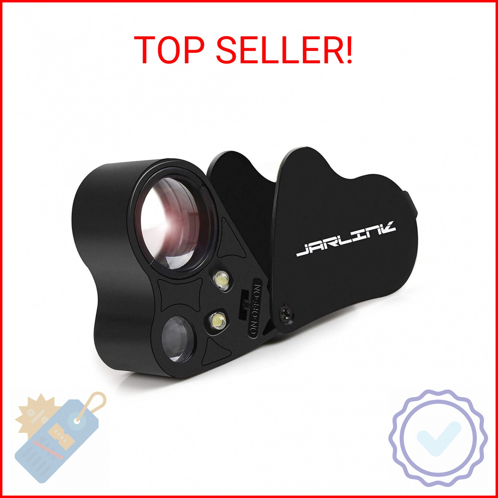 JARLINK 30X 60X Illuminated Jewelers Loupe Magnifier, Foldable Jewelry Magnifier