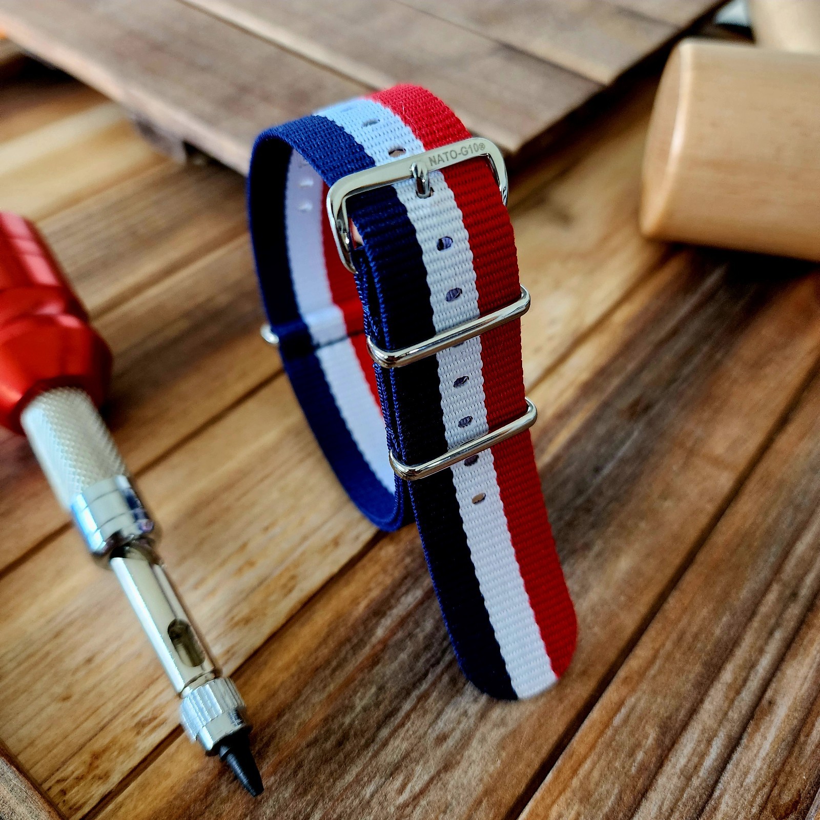 NATO G10® Watch Strap 18mm-24mm Red White Blue Ballistic Nylon Military Band USA
