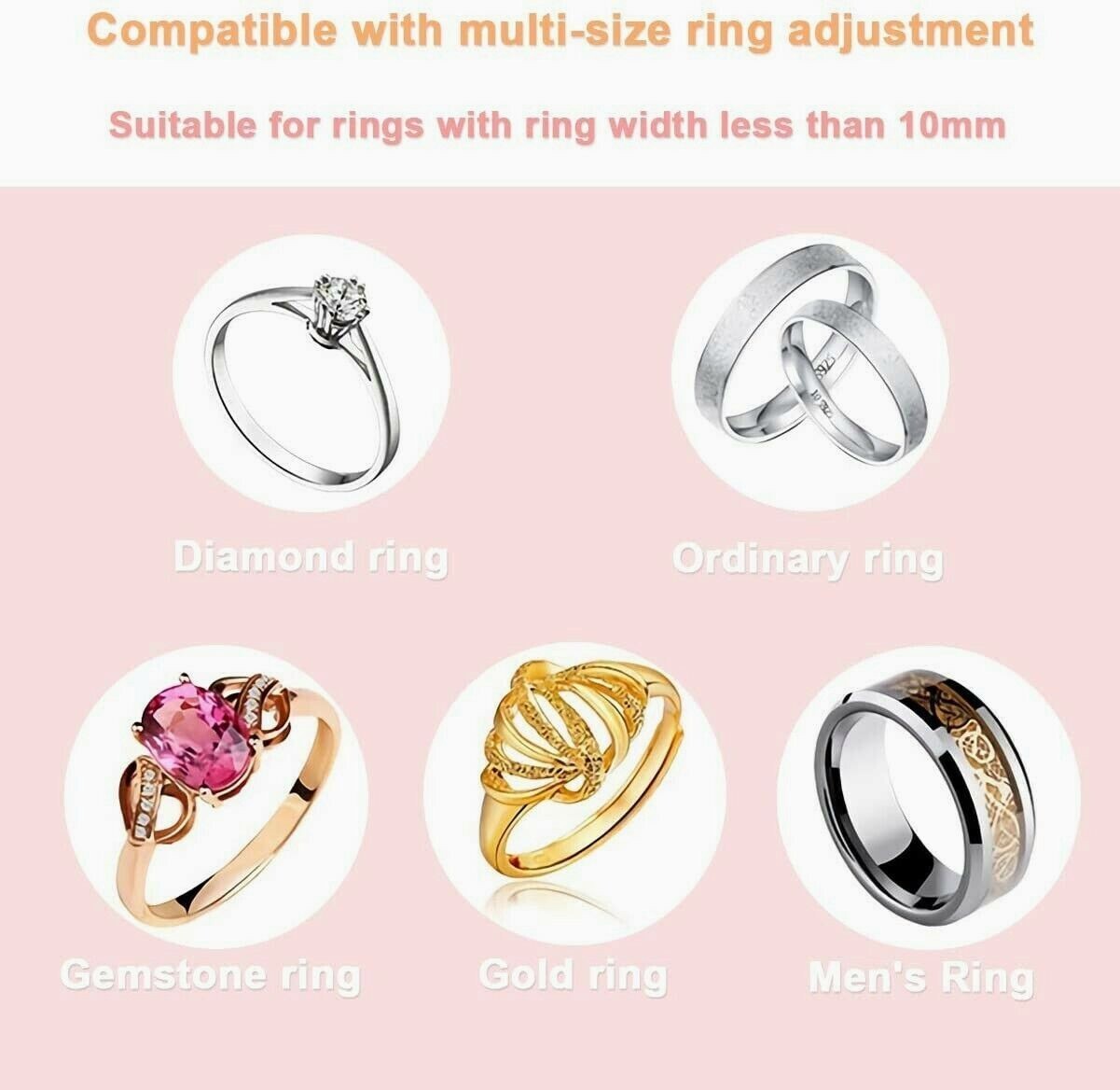 3PCS Ring Size Adjuster Invisible Clear Ring Sizer Jewelry Fit Reducer Guard US
