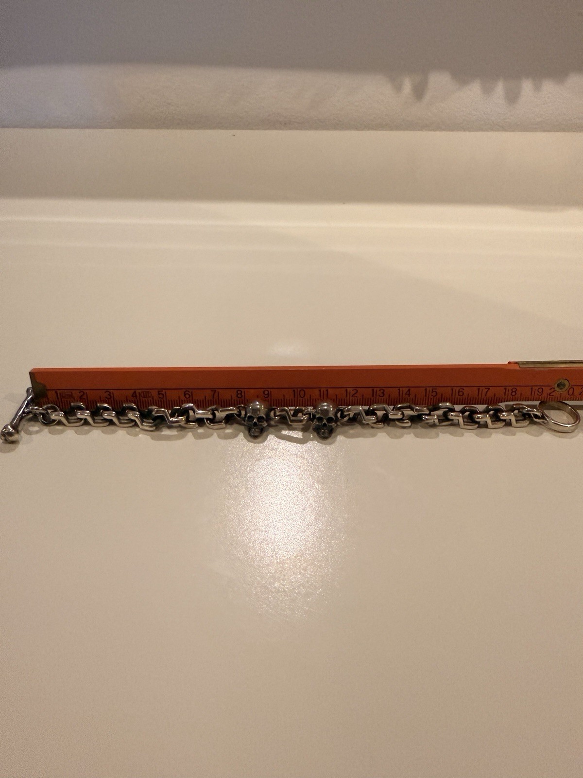 Sterling Silver 925 Skull Chain Bracelet 19CM Long