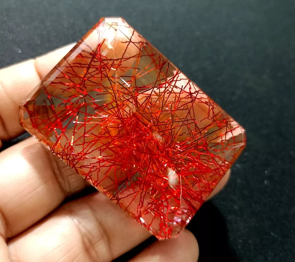 Natural Red Rutilated Quartz 218.20 Ct EMERALD Cut EGL Certified Loose Gemstone