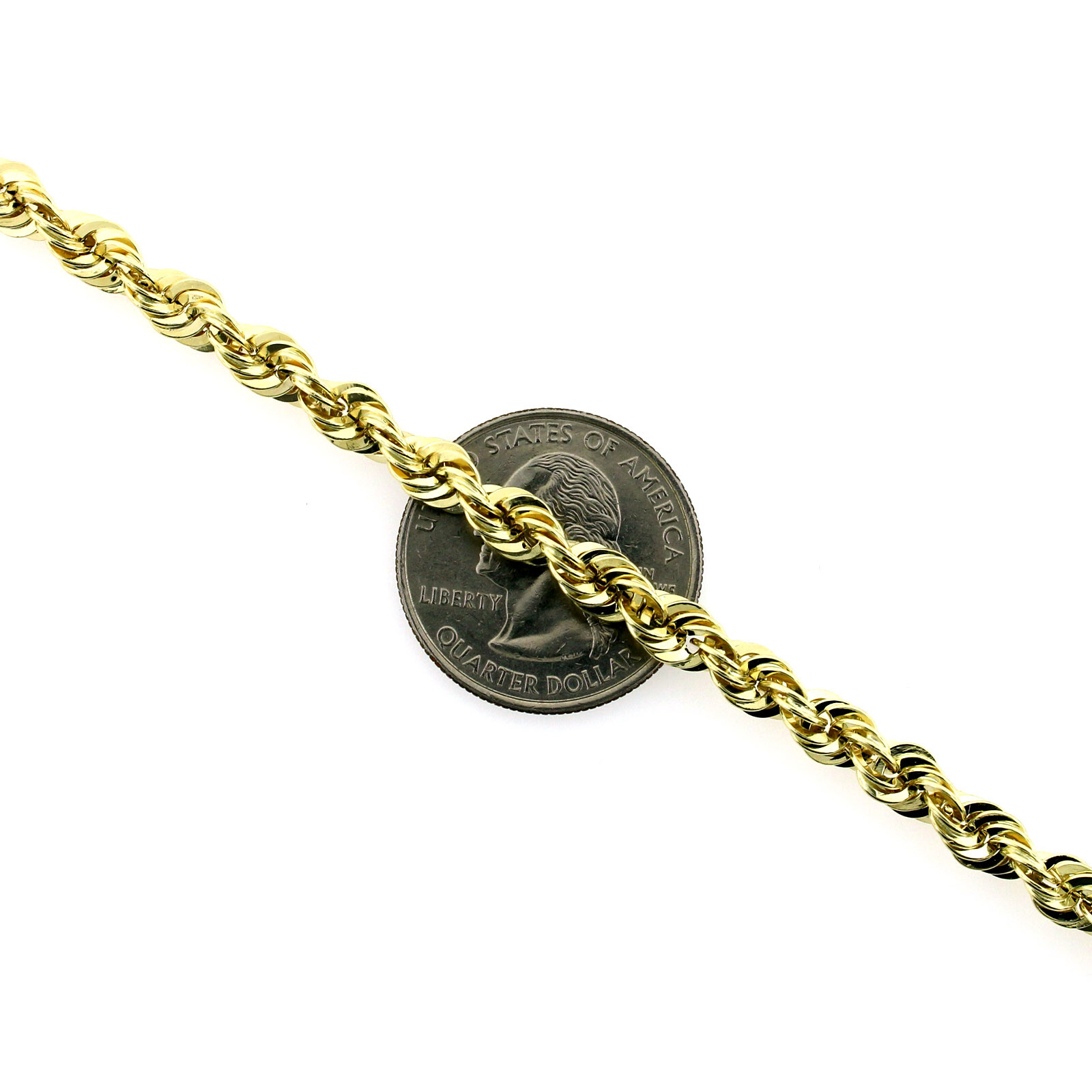 10K Yellow Gold 2mm-6mm Diamond Cut Rope Chain Necklace or Bracelet 16″ – 30″