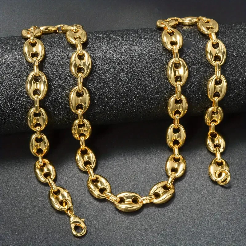 7mm 18″ ~ 36″ Brass Puffed Anchor Mariner Link Chain Hip Hop Style Necklace