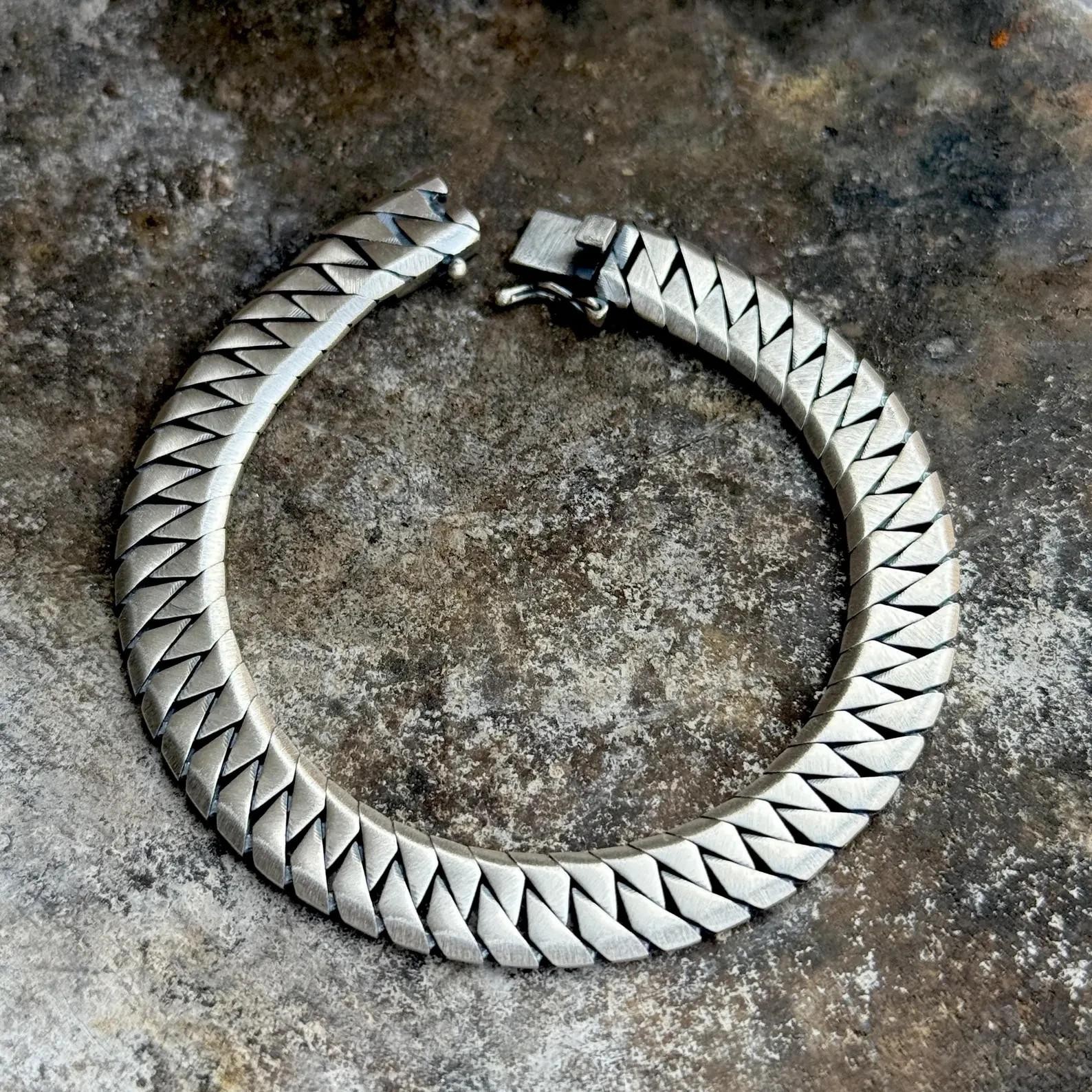 925 10MM Curb Chain Bracelet, Gourmet Men Chain Bracelet, Cuban Link Chain