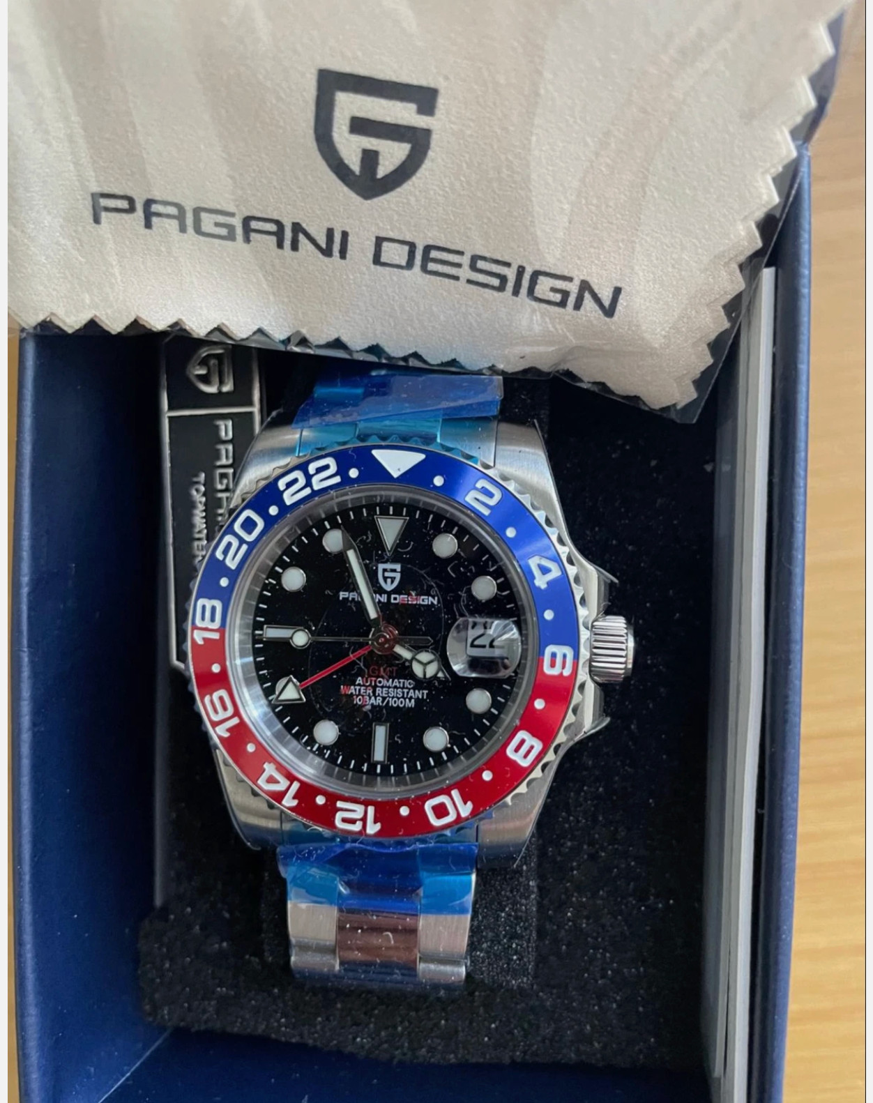 Pagani Design, 40mm, Automatic,GMT, (Pepsi), Oyster Bracelet, Sapphire Crystal.