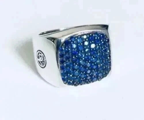 4Ct Round Cut Lab-Created Sapphire Men’s Engagement Ring 14K White Gold Plated