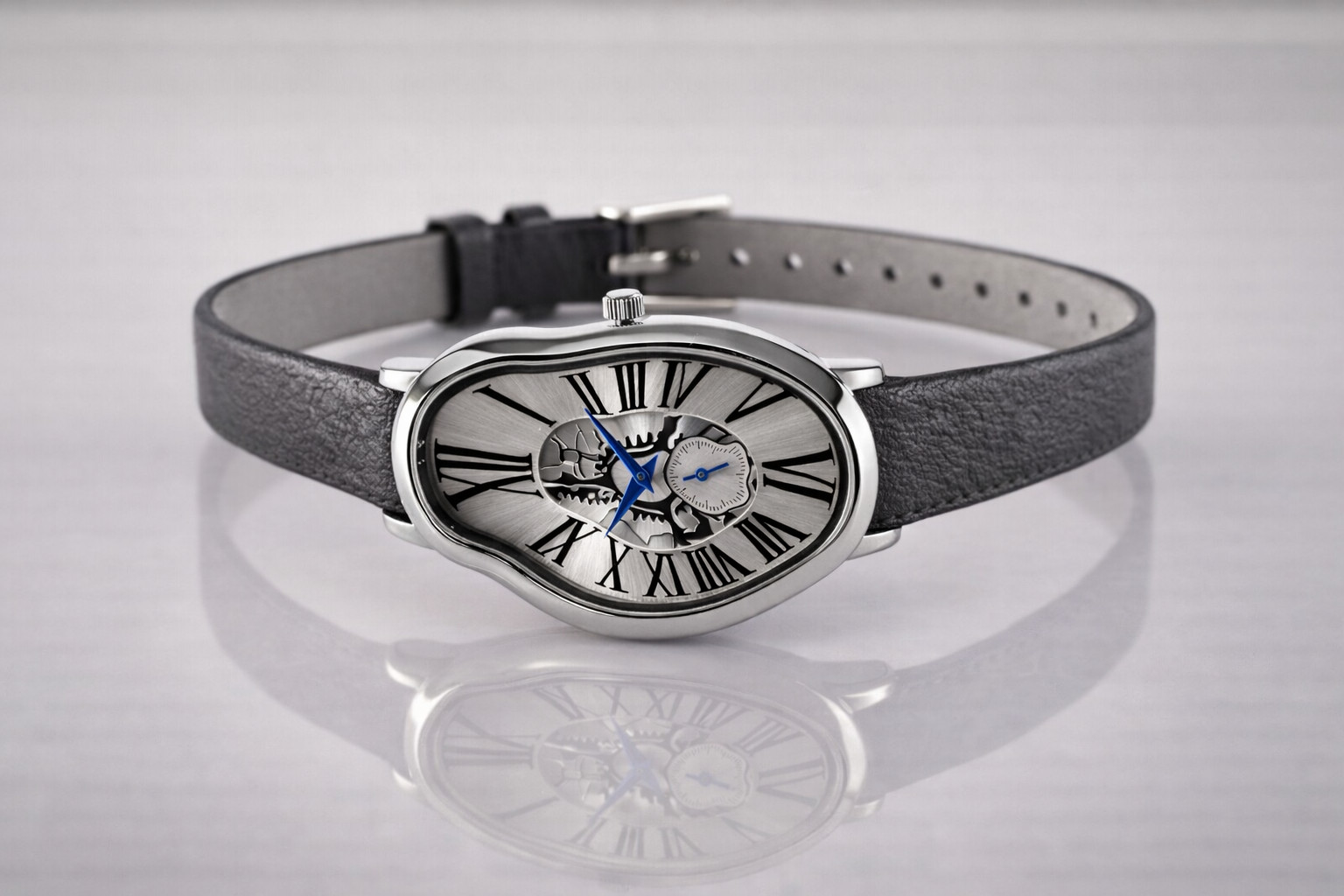 Men’s Abstract Melting Watch Asymmetric Wavy Fused Twisted Watch with Subdial