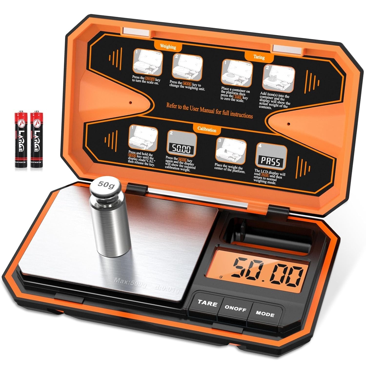 Compact 500g x 0.01g Digital Scale with Tare Function for Jewelry & Cooking