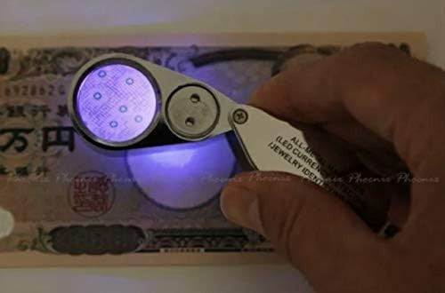 40X Jewelers Loupe Jewelry Loop Coin Magnifier Light Pocket LED Magnifying Glass