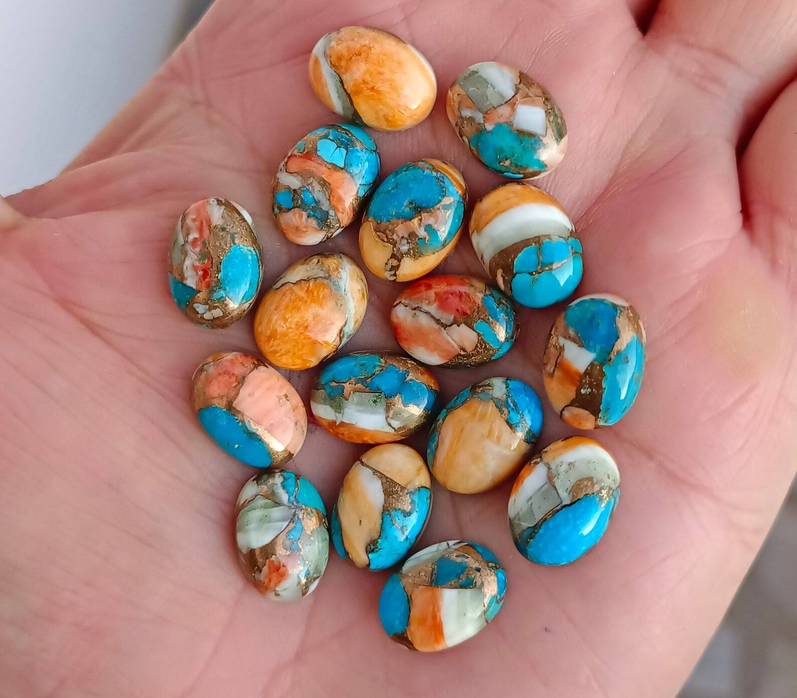 Natural Oyster Copper Turquoise Oval Cabochon Loose Gemstone Wholesale Lot