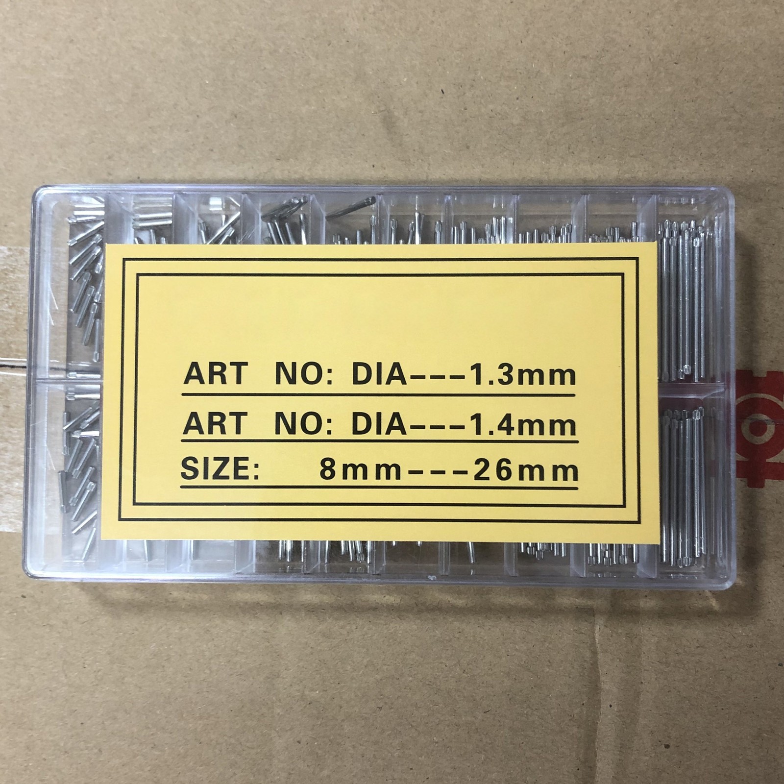 300Pcs 1.3&1.4mm Diameter Single End Watch Spring Bar Link Pin Assortment 8~26mm
