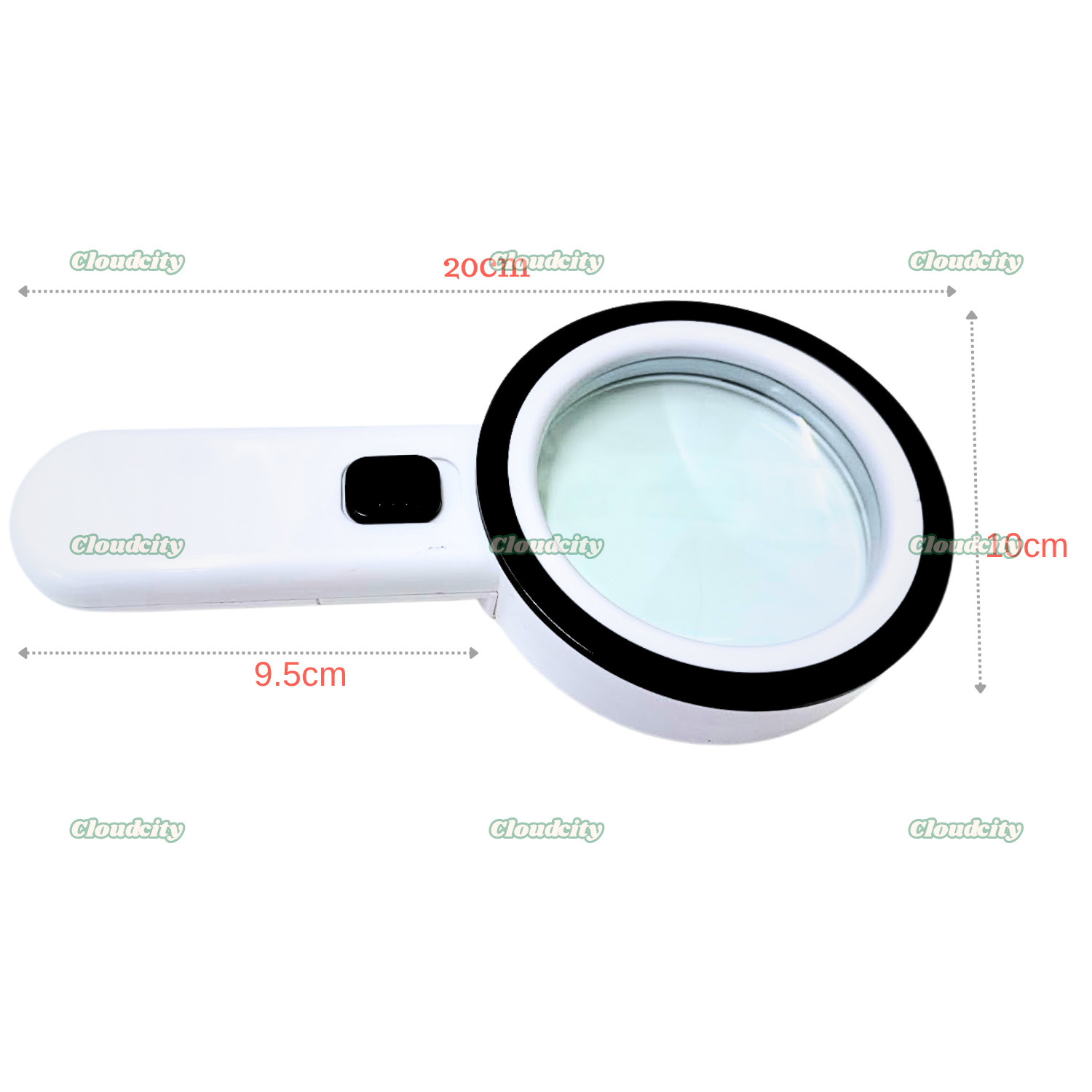 30X Jumbo Handheld Magnifying Glass w/ 12 Bright LED Light Illuminated Magnifier