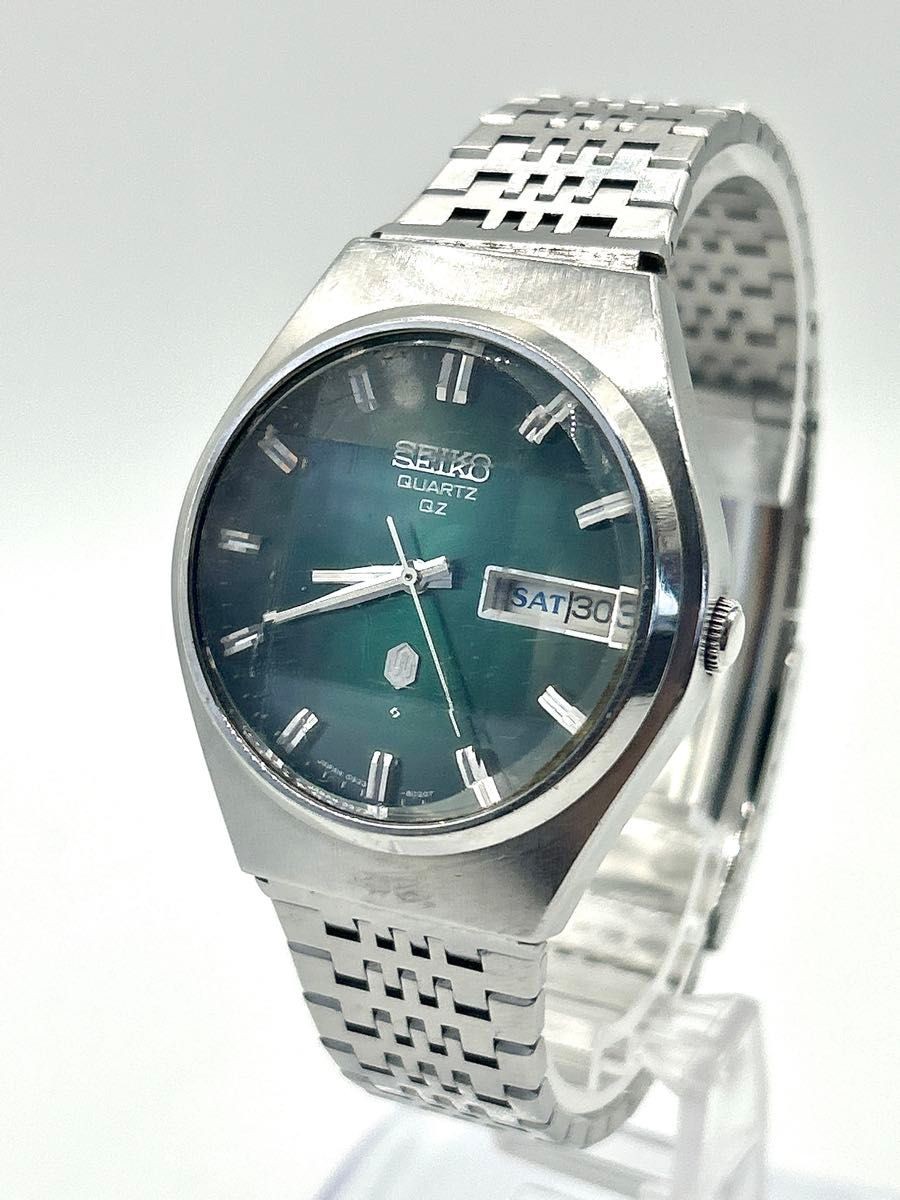 Seiko 0923-8020-G Day-Date Green Dial Quartz Men’s Watch From Japan