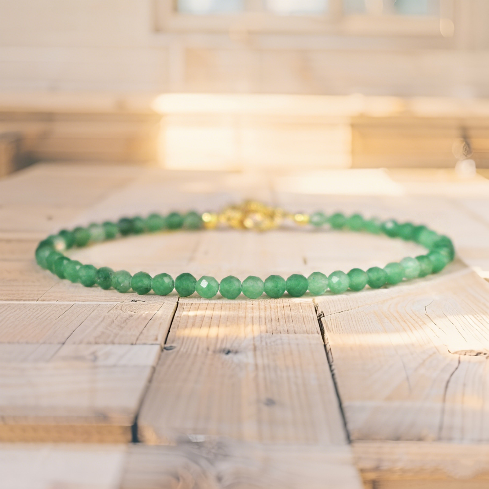 Natural Green Aventurine Healing Reiki Crystal Minimalist Dainty Skinny Bracelet