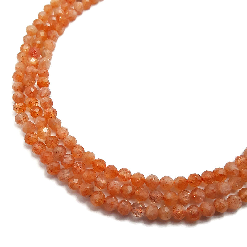 Natural Sunstone Lepidocrocite Faceted Round Beads 2.5mm 4mm 5mm 15.5″ Strand