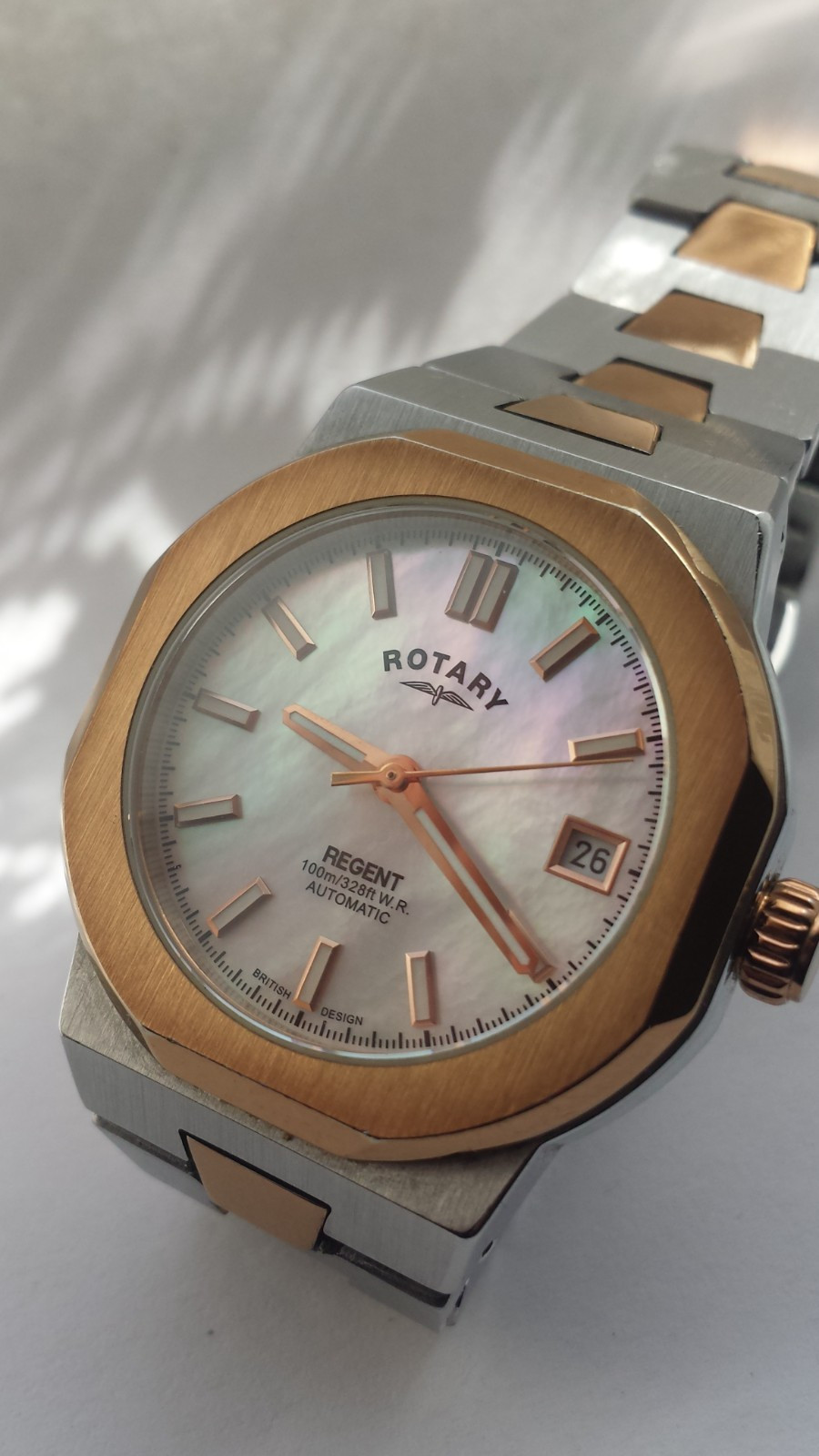 ROTARY LB0541207 Regent MOP Dial Automatic Sport Women’s Rose Gold Ladies Watch