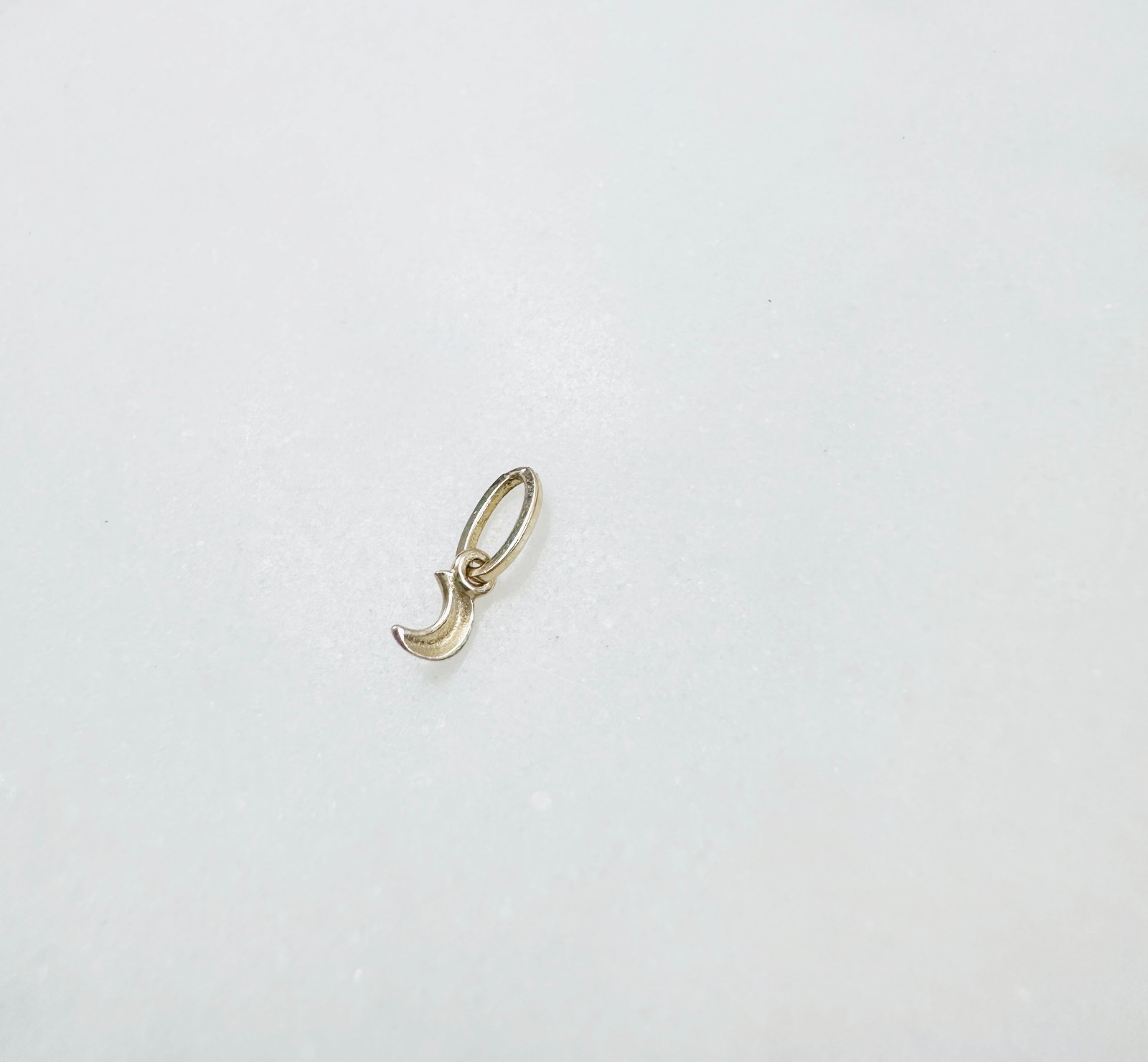 14K Solid Yellow Gold 3mm Teeny Tiny – Very Small Beveled Moon Charm Pendant