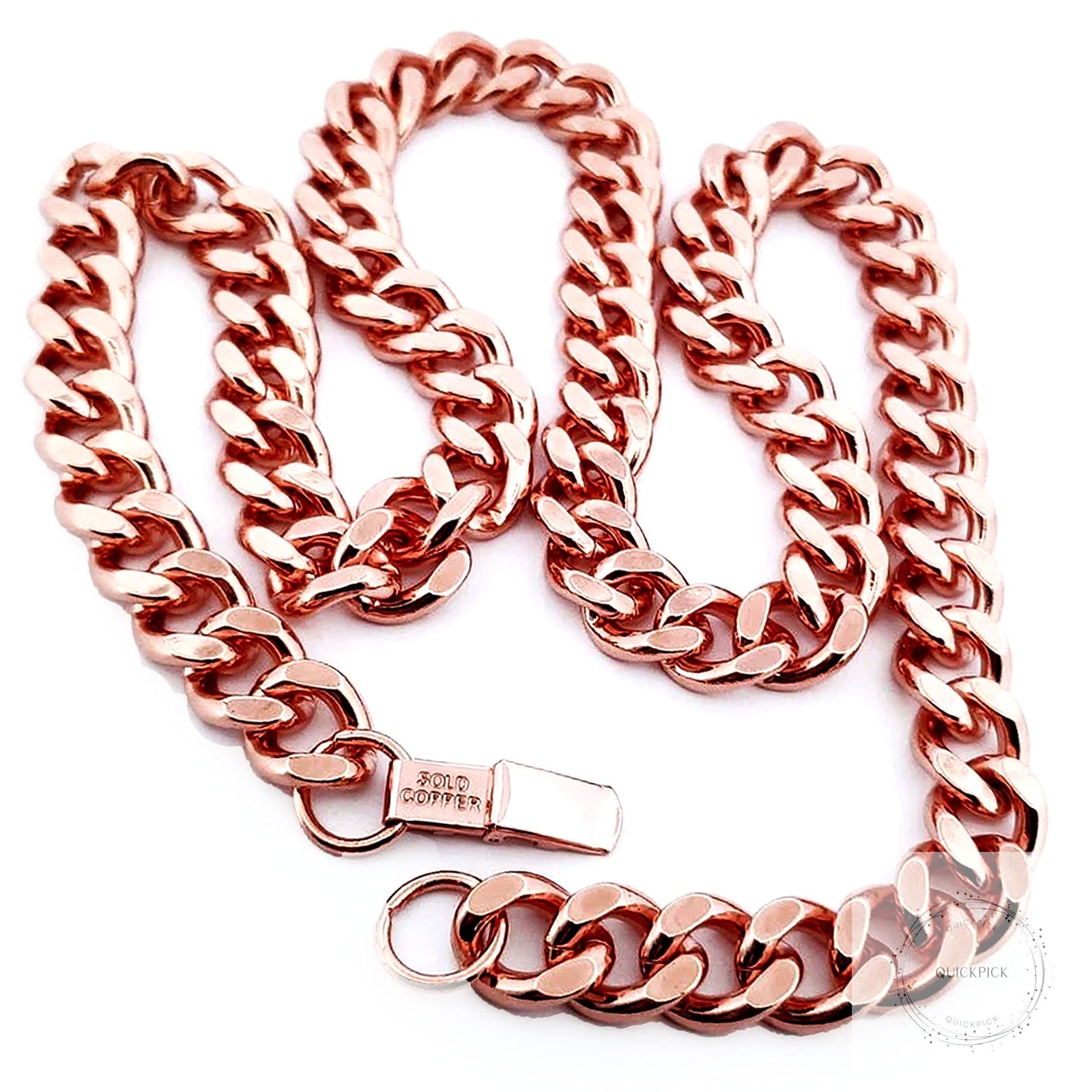 1 Pure Copper Cuban Link Necklace Heavy Solid Statement Jewelry Chain 24″ Unisex