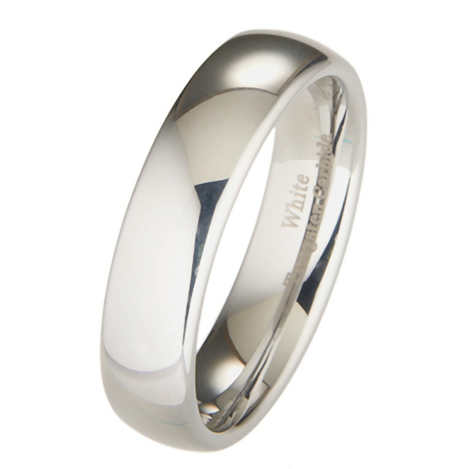 3mm-10mm White Tungsten Carbide Polished Wedding Ring * Custom Engraved *