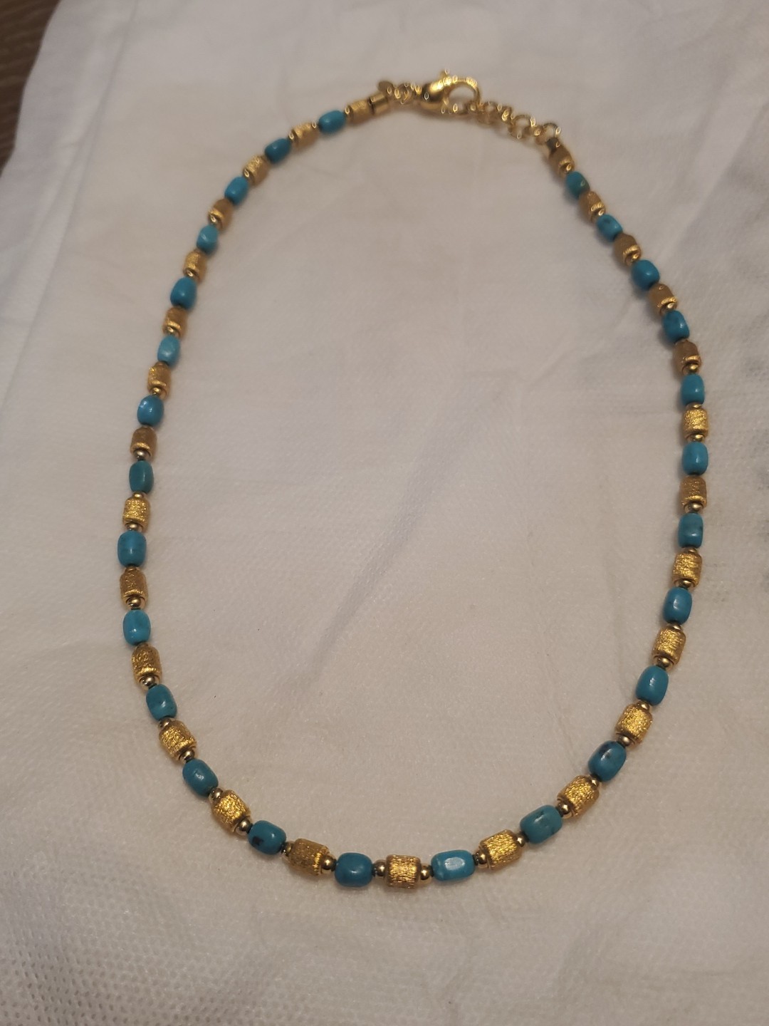 Bronze Italia 18″ Turquoise And Brushed Satin Nuget Necklace Yellow.