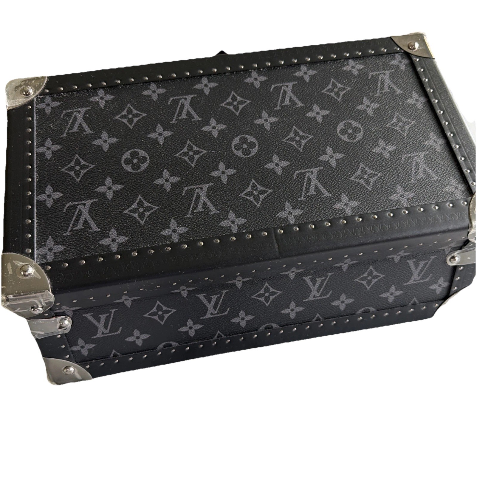 Louis Vuitton Black Monogram Leather Lockable Velvet Lined Jewelry Box 8pc NEW