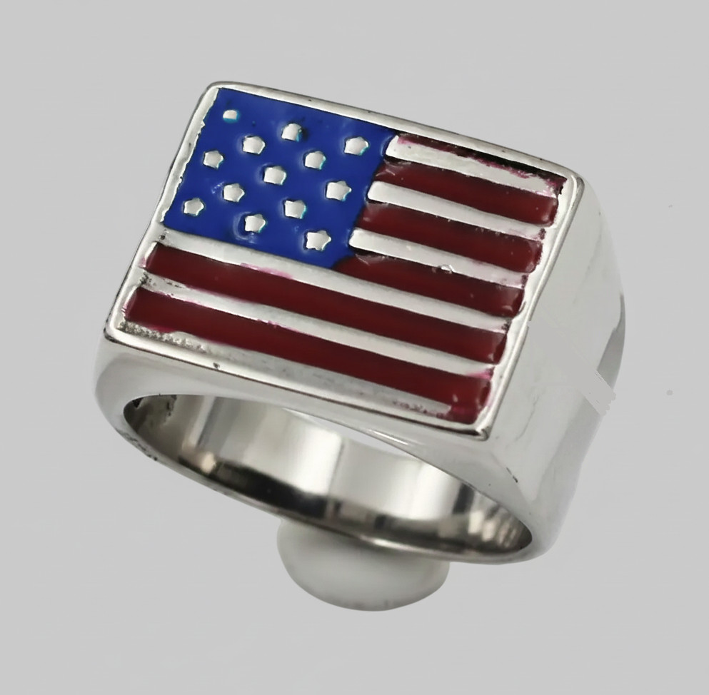 United States Flag Ring for Men – Stainless Steel Patriotic Rectangle Ring 190