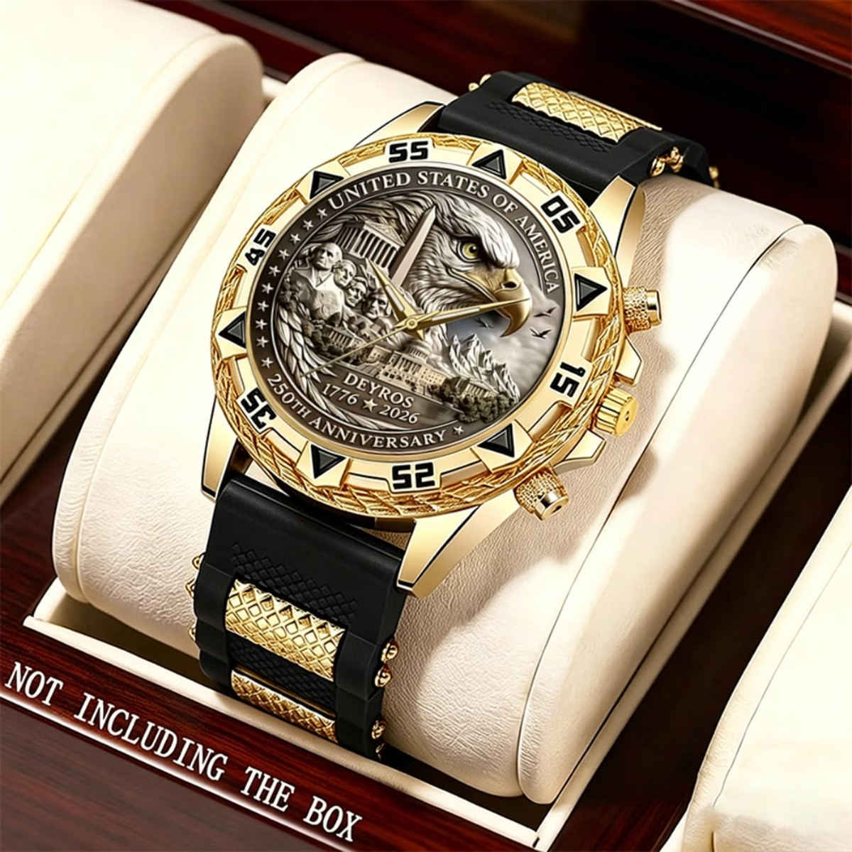 Men Luxury Quartz Watches 250Th USA Anniversary Eagle and Mount Rushmore Gift