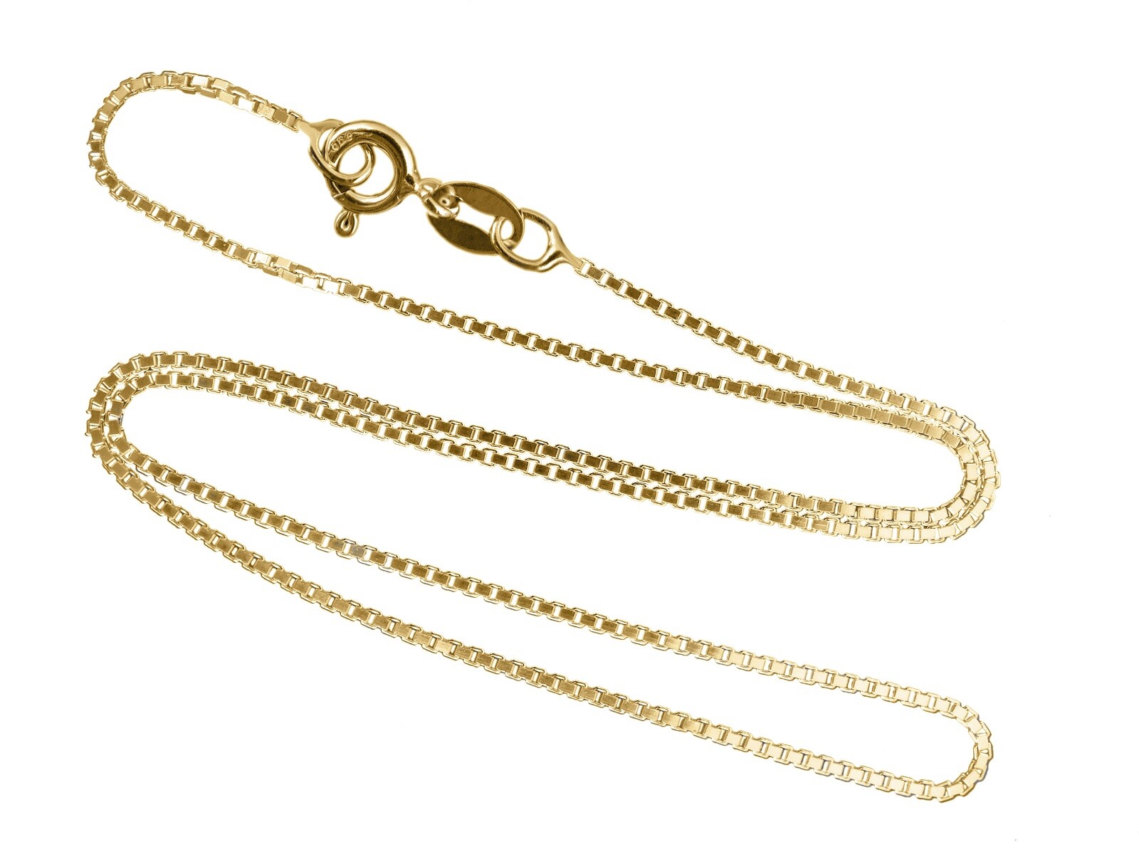Gold Plated Sterling Silver BOX Chain Necklace 1mm 925 Italian 16″ – 30″ NEW