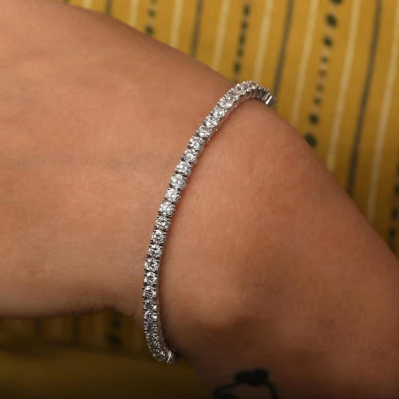 12Ct Round Diamond Tennis Bracelet for Any Occasion 14K White Gold Finish 7″ In