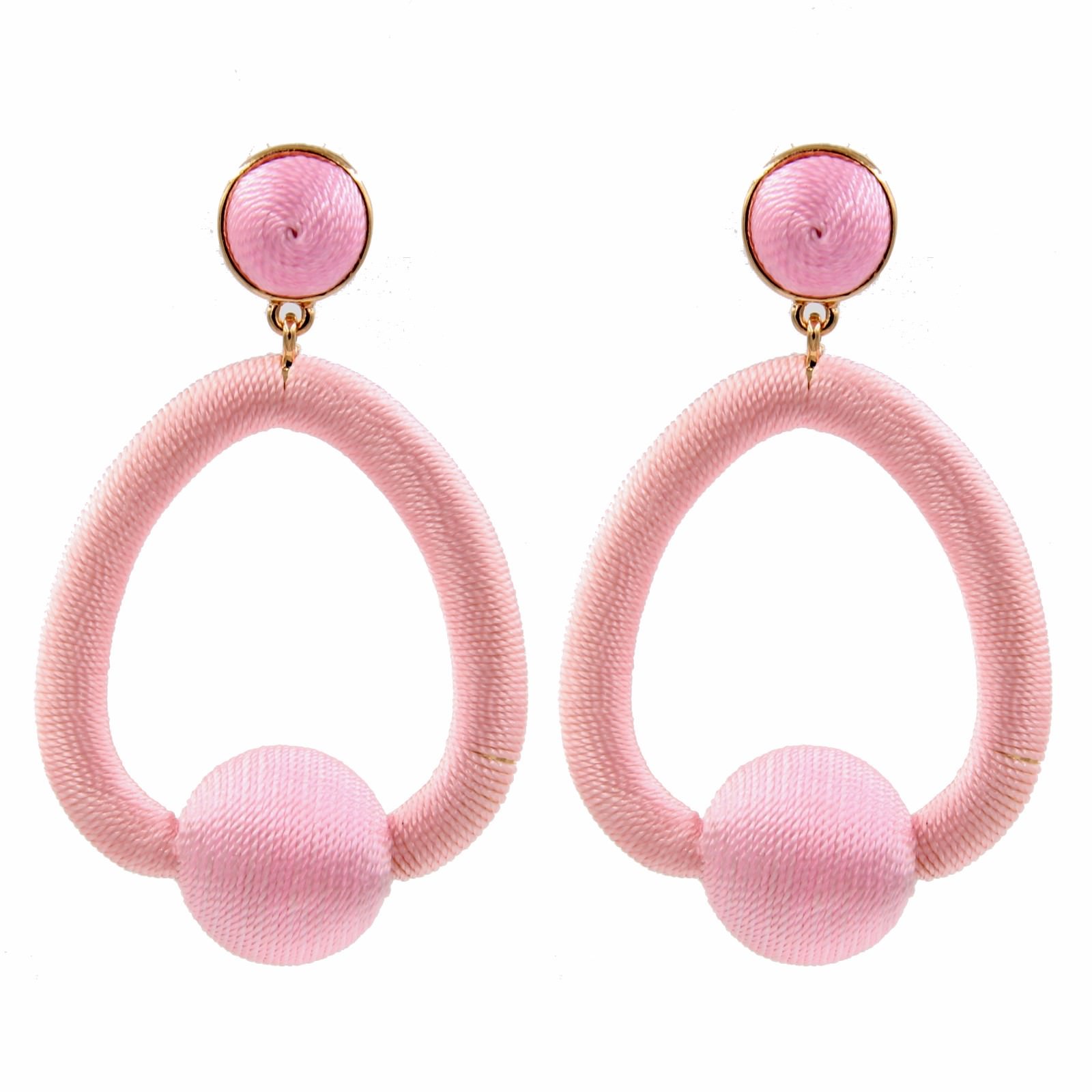 Kv8zt Women’s Big Style Polyester Thread Handcrafted MARIELA HOOP Drop EARRINGS