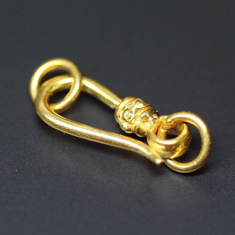 Tribal Hook 18k Solid Gold Clasp Handmade Old Fashioned 11mm x 5mm