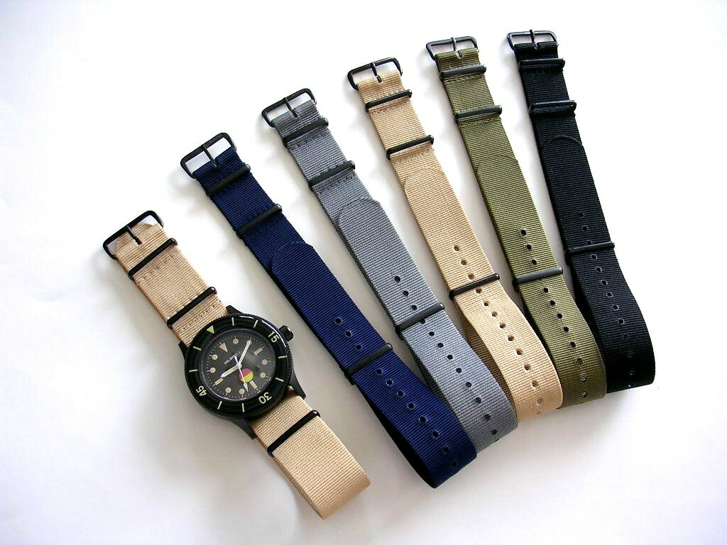 22mm NATO ® strap watch band Nylon PVD Military Sport stitched bonded IW SUISSE
