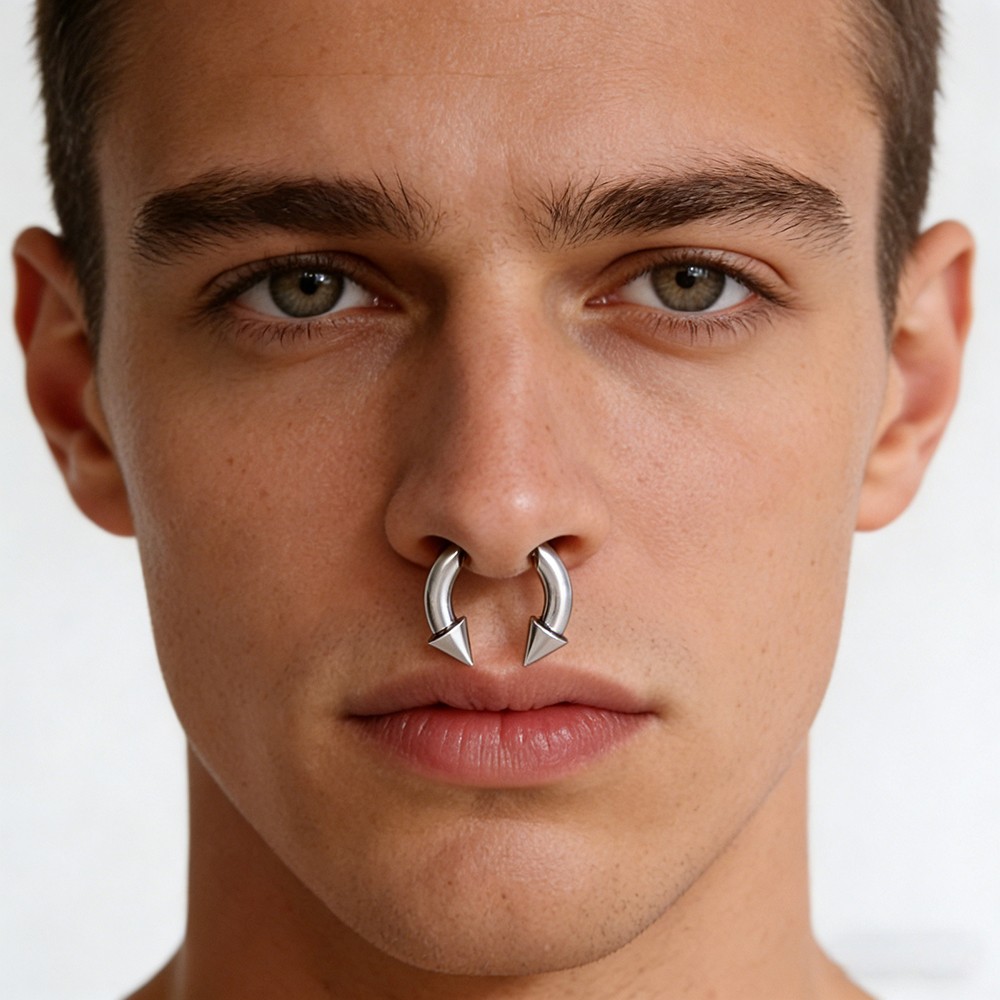 16G Stainless Steel Nose Rings Threadless Push-in Septum Piercing Body Jewelry