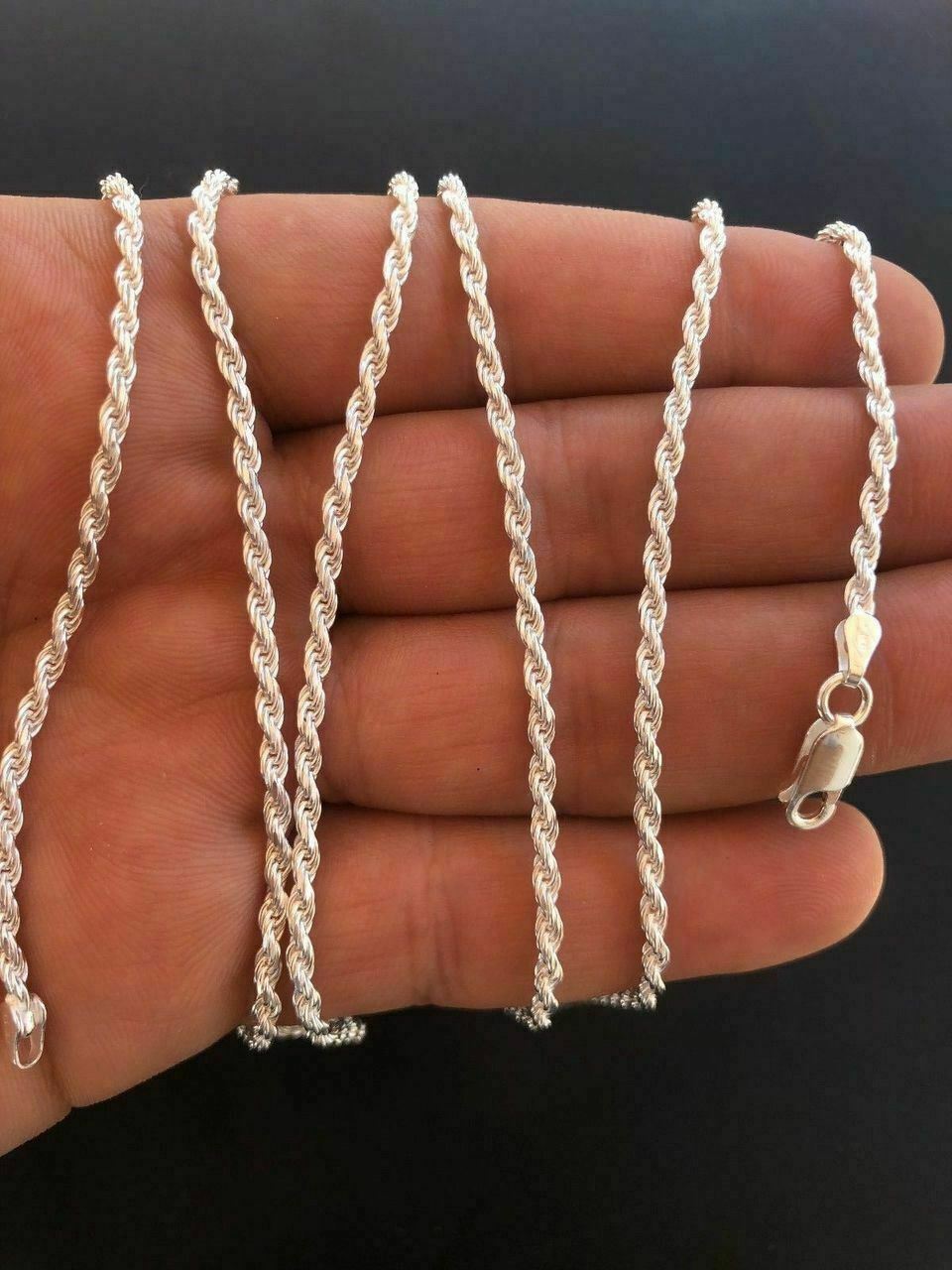 Solid 925 Sterling Silver Rope Chain MADE IN ITALY Men’s Women’s 2.5mm 16-30″